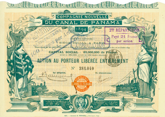 HSTM Historic Stocks Market Index | Compagnie Nouvelle du Canal de Panama  1894 Société Anonyme